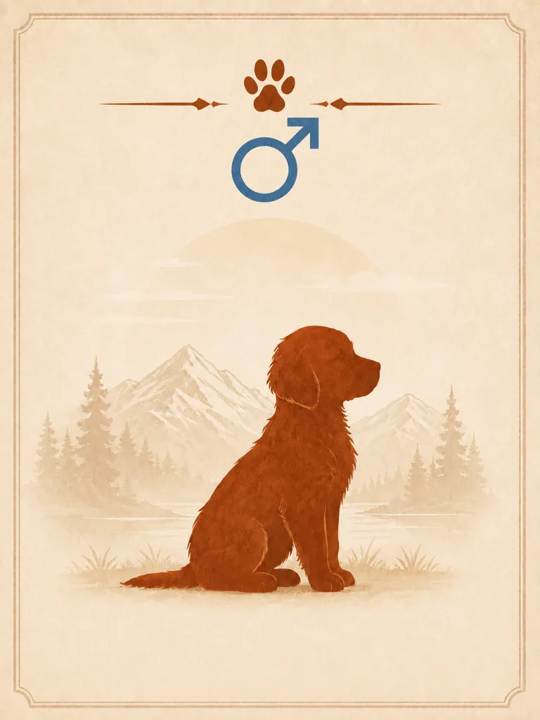 Male puppy reservation graphic for Redline Goldens